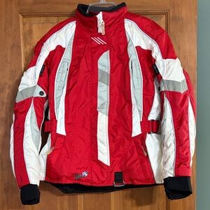 CastleX Women’s Snowmobile Jacket. Red,  White and Gray.